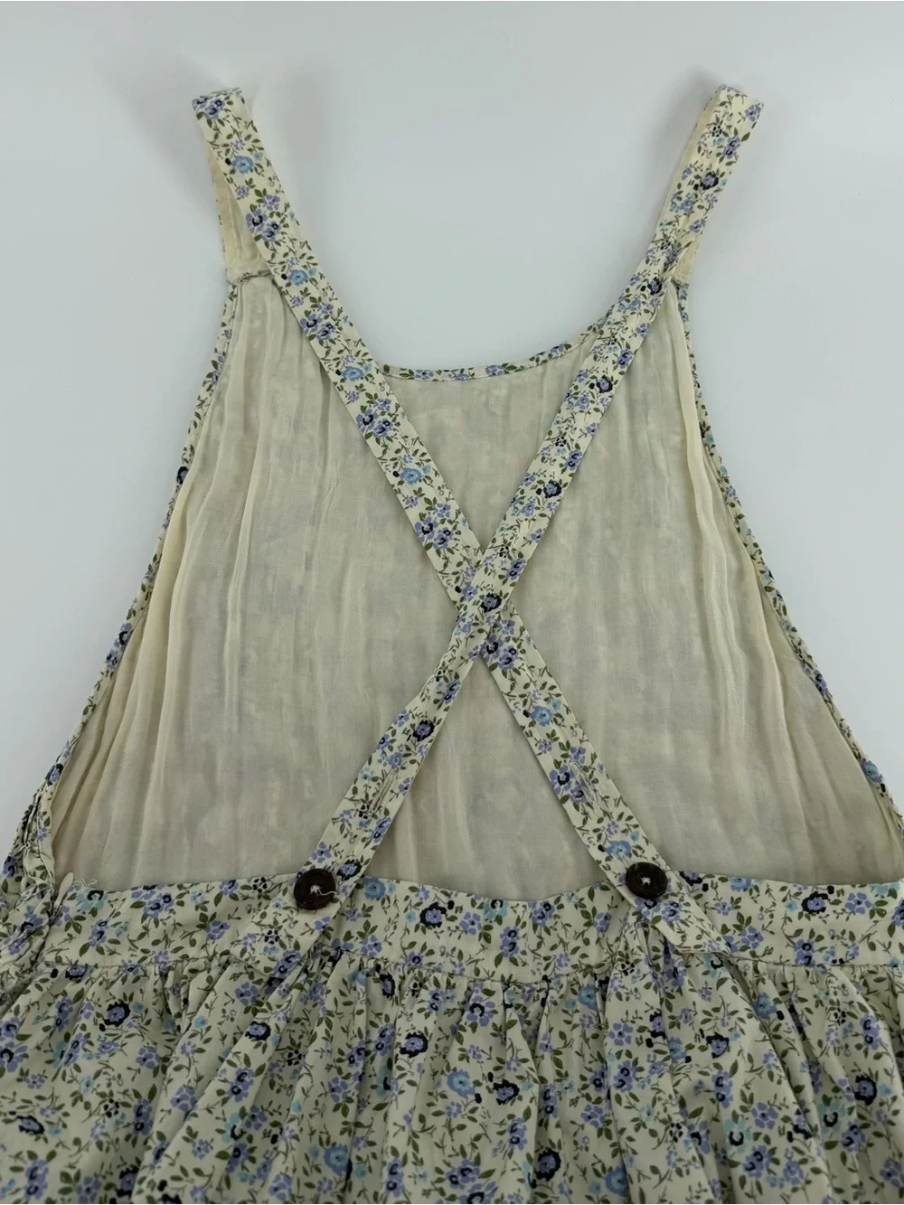 NWT Free People Petunia Mini Dress, Cream Blue Floral, Women's Medium - Picture 10 of 16